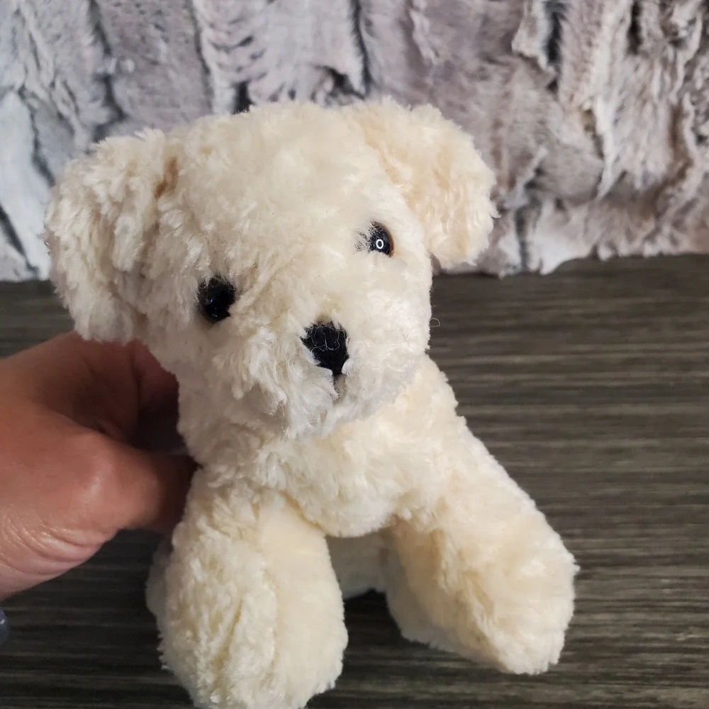 Joyfill Mini Cream Colored Goldendoodle Sitting Plush Puppy Dog Textured Fur